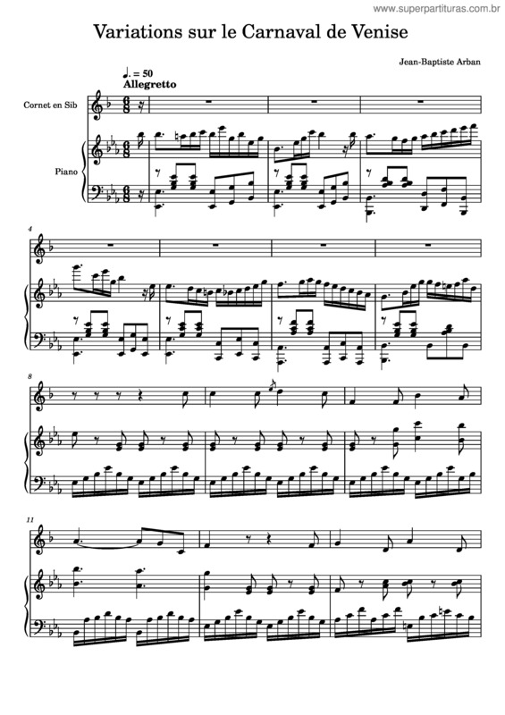 Partitura da música Arban