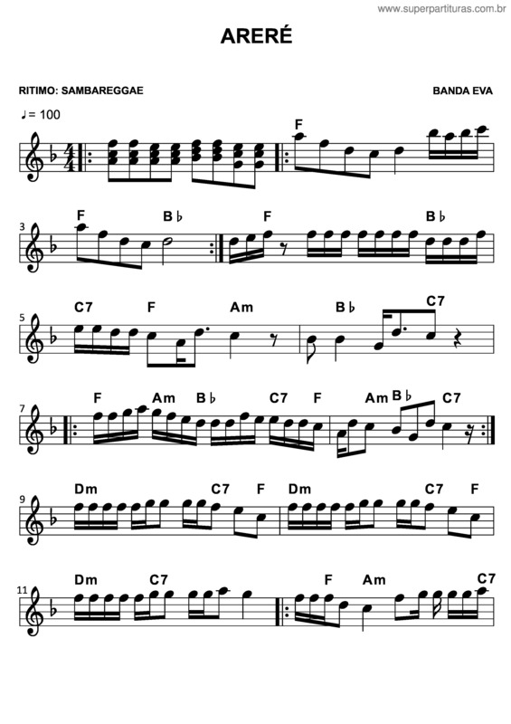 Partitura da música Areré v.3