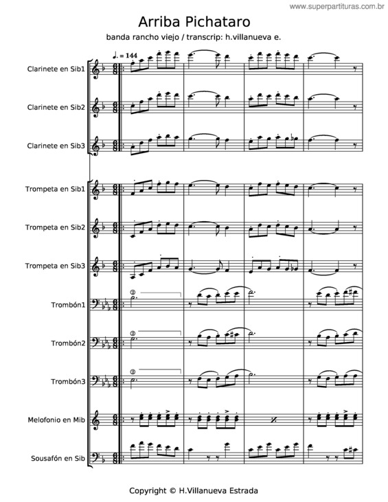 Partitura da música Arriba Pichátaro