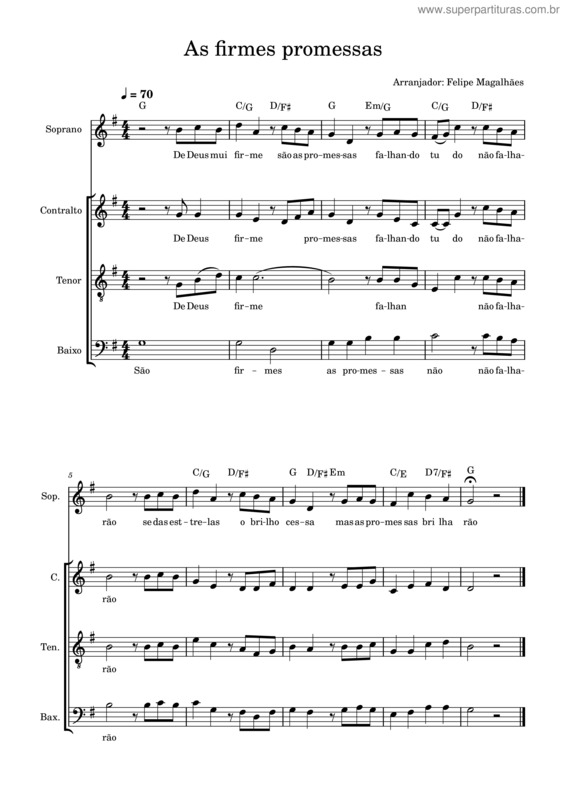 Partitura da música As Firmes Promessas v.2