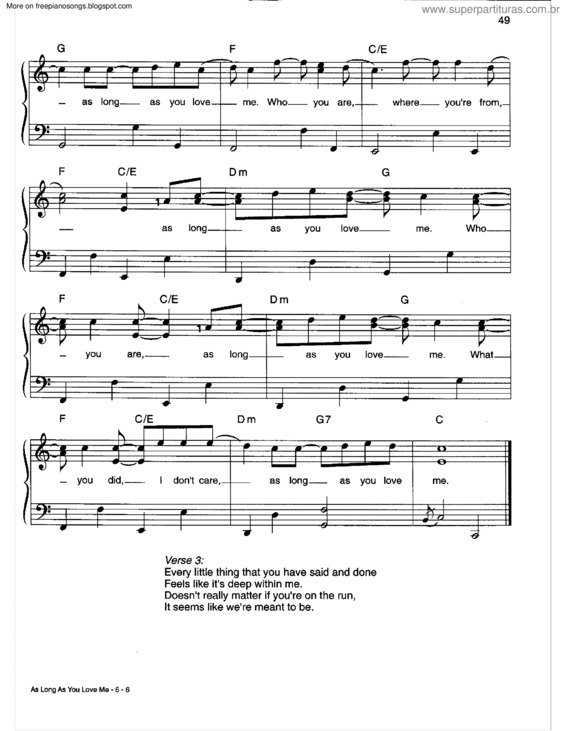 Partitura da música As Long As You Love Me v.4