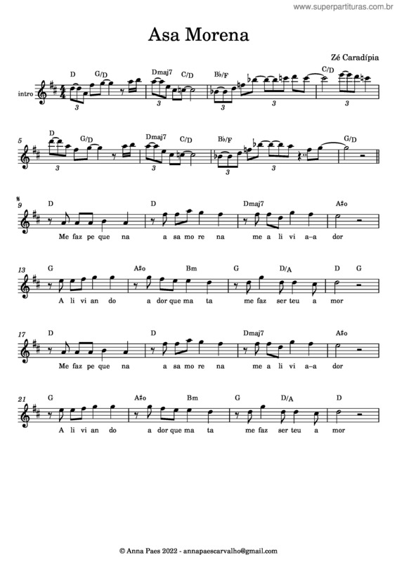 Partitura da música Asa Morena v.8