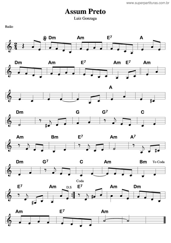 Partitura da música Assum Preto v.4