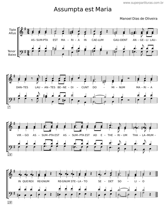 Partitura da música Assumpta Est Maria