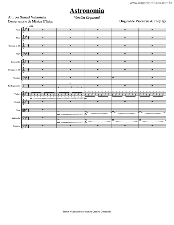 Partitura da música Astronomia