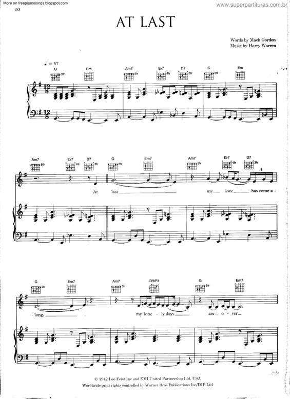 Partitura da música At Last v.7