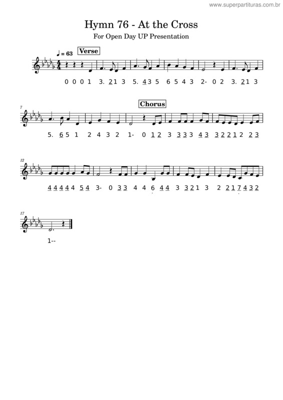 Partitura da música At The Cross