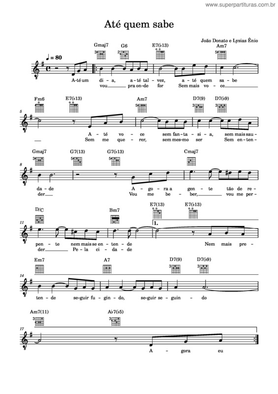 Partitura da música Até Quem Sabe v.3