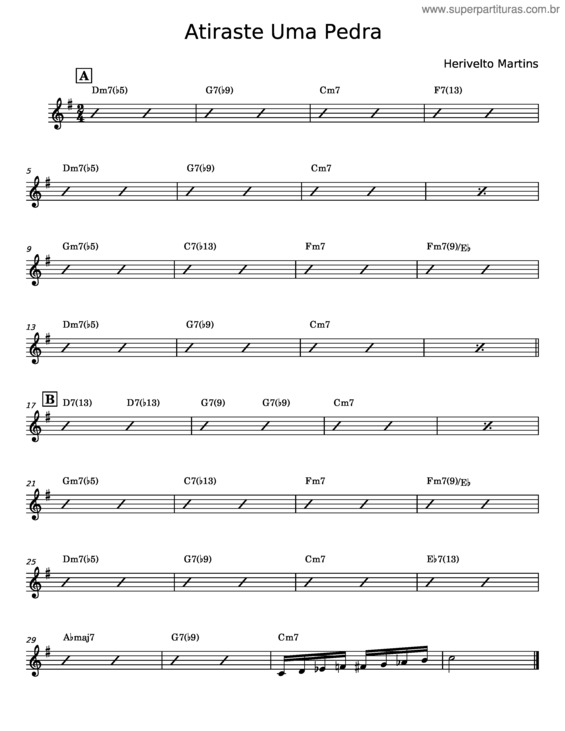 Partitura da música Atiraste Uma Pedra v.2