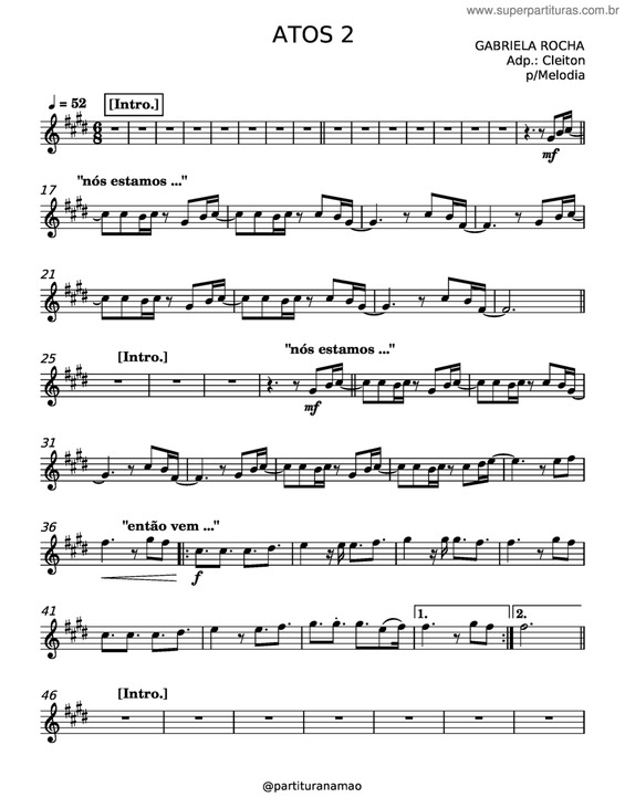 Partitura da música Atos 2 v.12