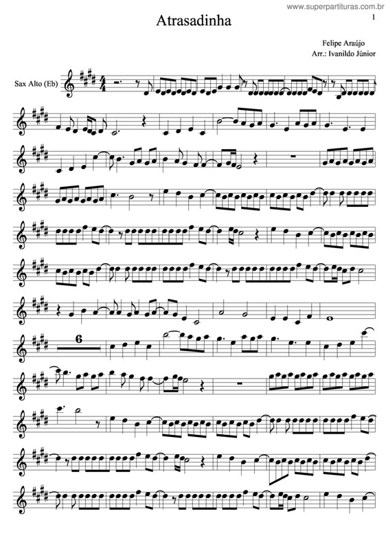 Partitura da música Atrasadinha v.2