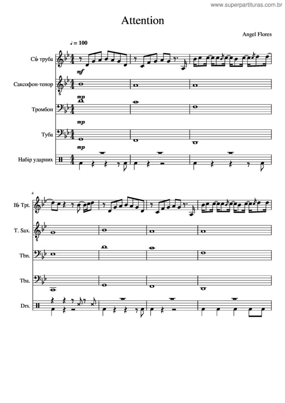 Partitura da música Attention