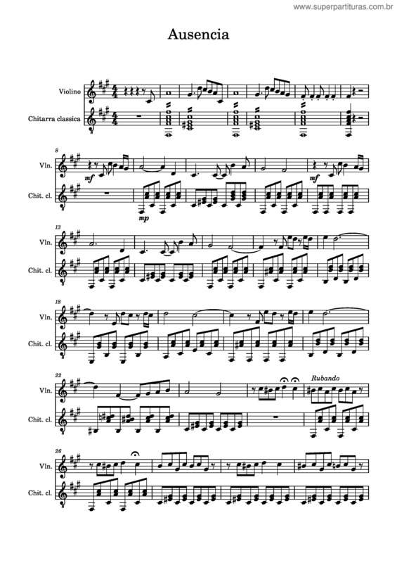 Partitura da música Ausencia v.9