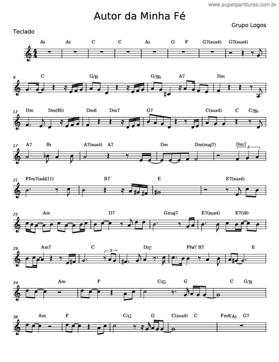 Partitura da música Autor Da Minha Fé v.8