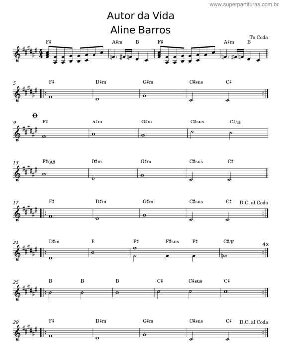 Partitura da música Autor Da Vida v.5