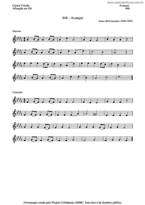 Partitura da música Avançai v.2