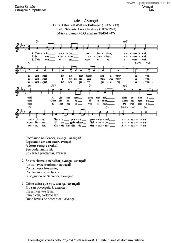 Partitura da música Avançai