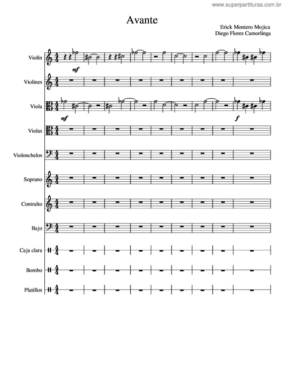 Partitura da música Avante