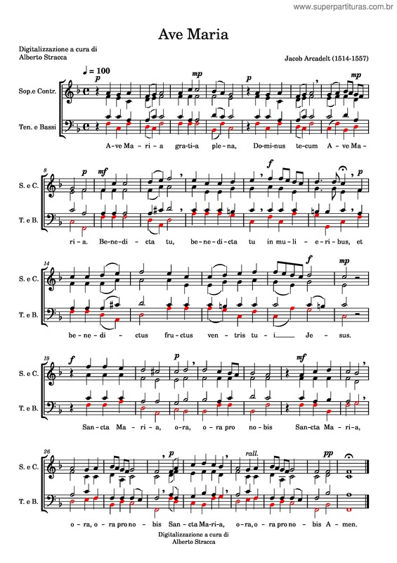 Partitura da música Ave Maria – Jacob Arcadelt v.3
