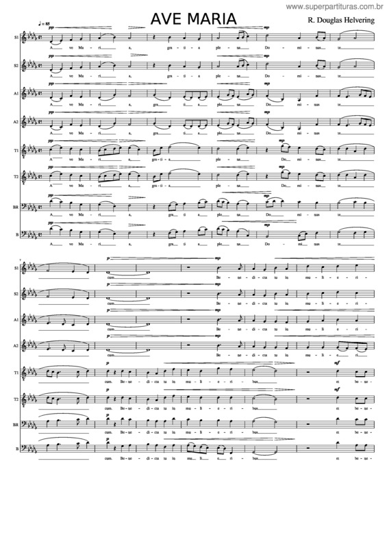 Partitura da música Ave Maria – R. Douglas Helvering Ssaattbb