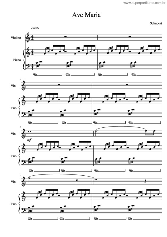 Partitura da música Ave Maria v.155