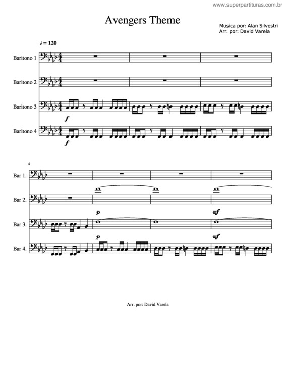 Partitura da música Avengers Theme Para 4 Baritonos B.C