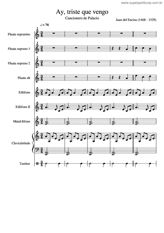 Partitura da música Ay, Triste Que Vengo Sense Transportar