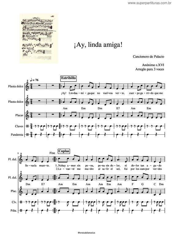 Partitura da música Ay Linda Amiga v.4