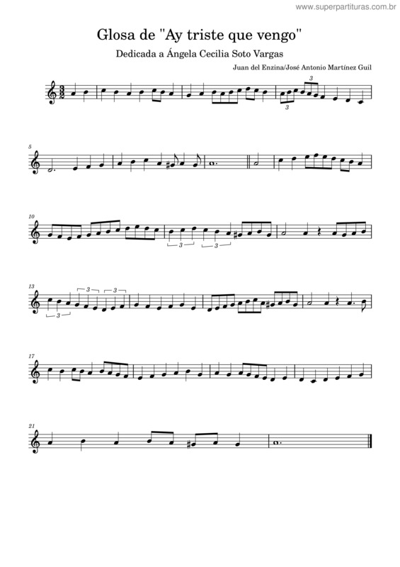 Partitura da música Ay Triste Que Vengo Glosa