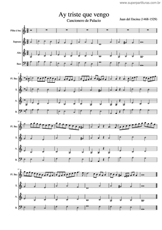 Partitura da música Ay Triste Que Vengo v.2