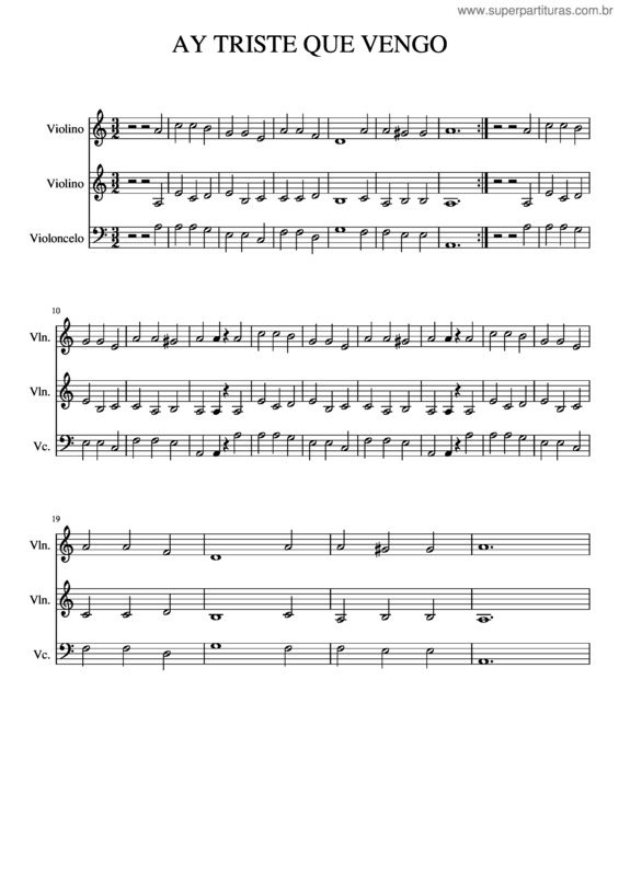 Partitura da música Ay Triste Que Vengo v.3