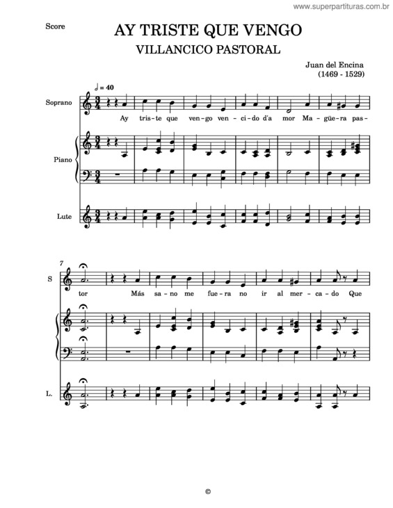 Partitura da música Ay Triste Que Vengo v.4