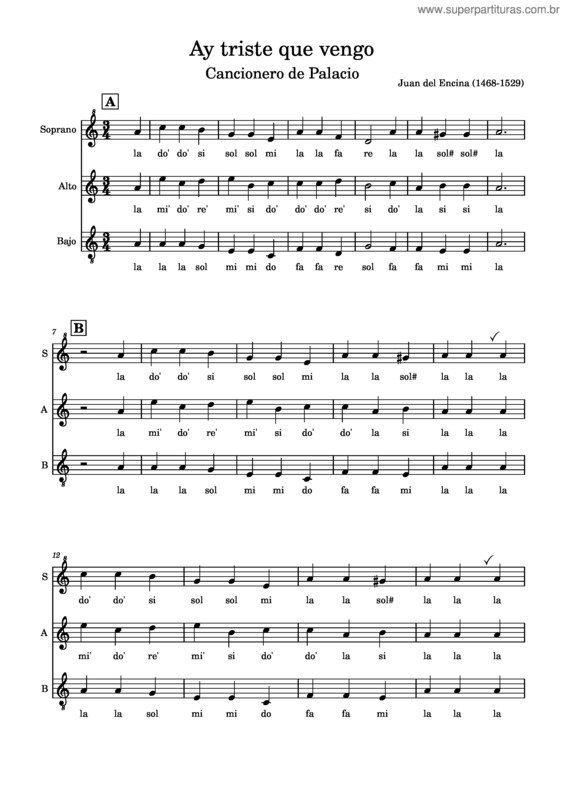 Partitura da música Ay Triste Que Vengo v.5