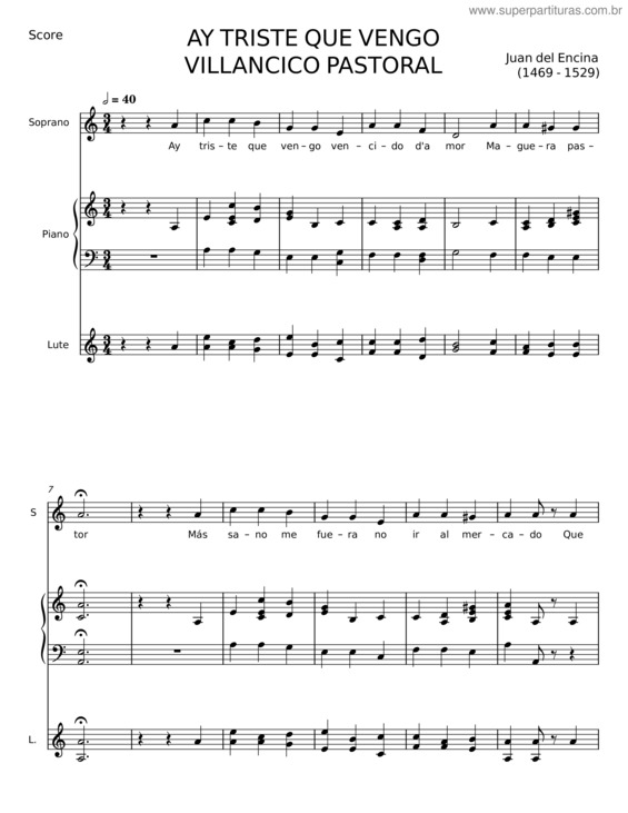 Partitura da música Ay Triste Que Vengo v.7