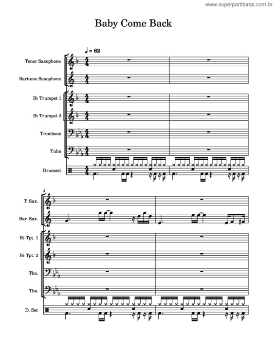 Partitura da música Baby Come Back v.3