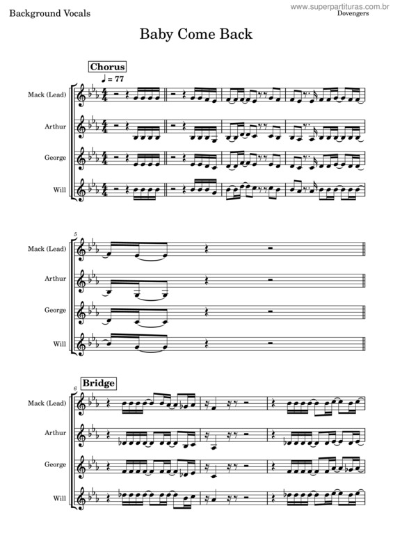 Partitura da música Baby Come Back v.7