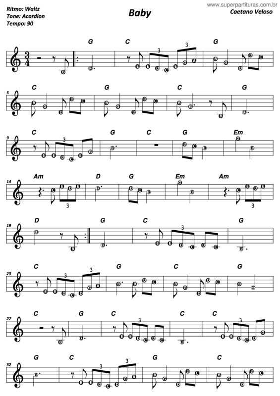 Partitura da música Baby v.7