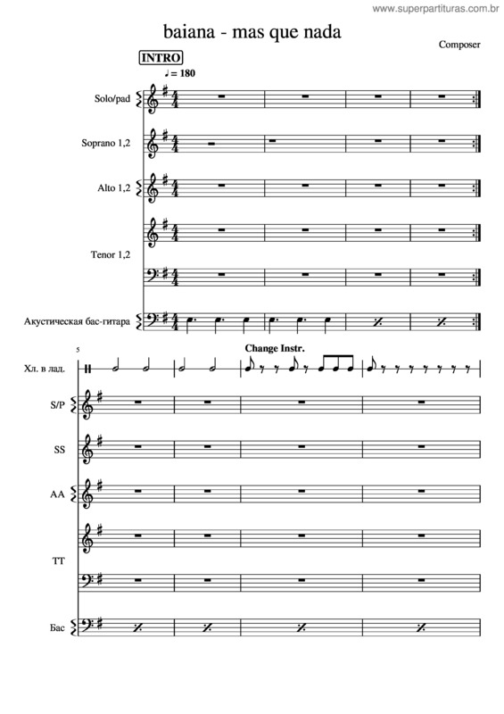 Partitura da música Baiana Mas Que Nada Kanye 1.1