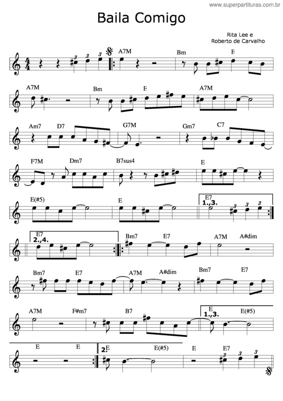 Partitura da música Baila Comigo v.3