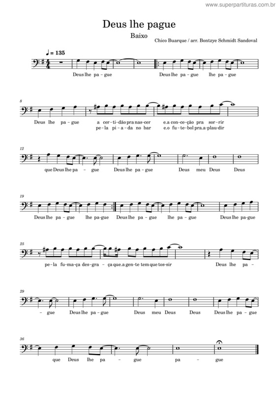 Partitura da música Baixo