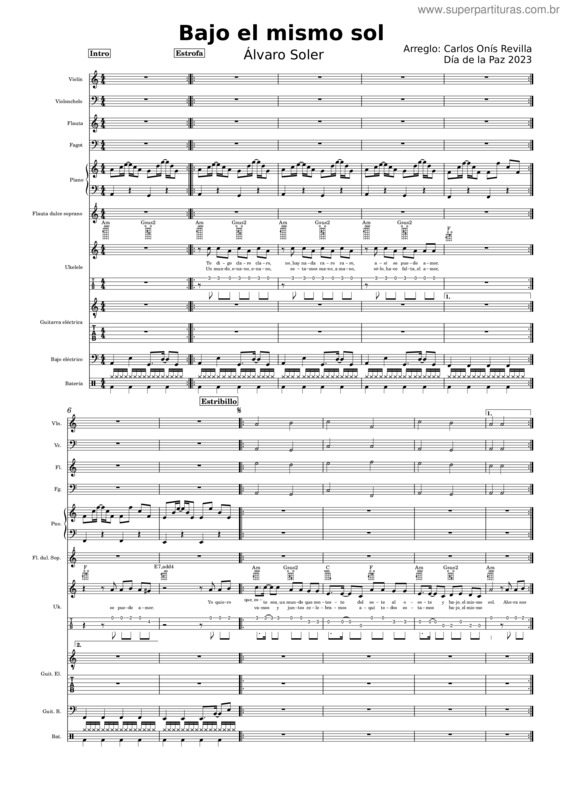 Partitura da música Bajo El Mismo Sol