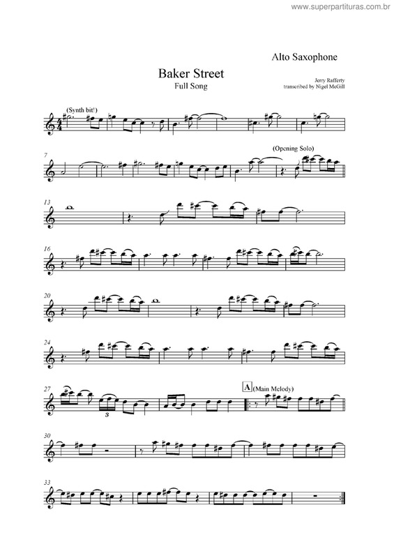 Partitura da música Baker Street v.2