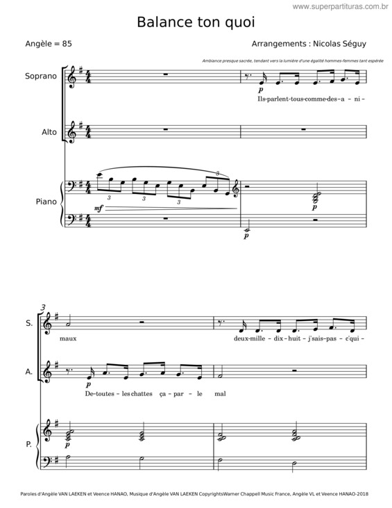 Partitura da música Balance Ton Quoi v.3