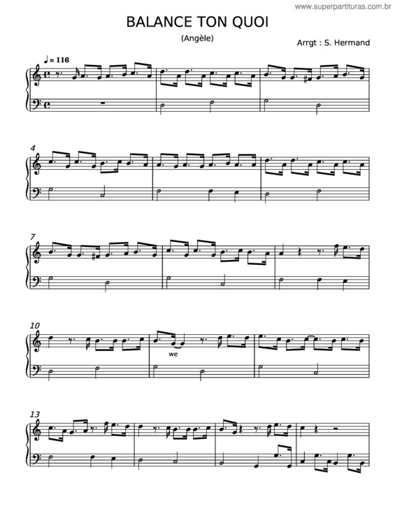 Partitura da música Balance Ton Quoi