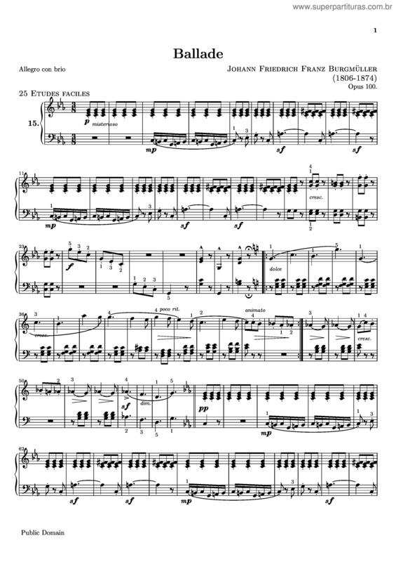 Partitura da música Ballade