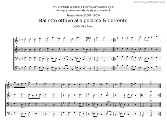 Partitura da música Balletto Ottavo Alla Polacca & Corrente