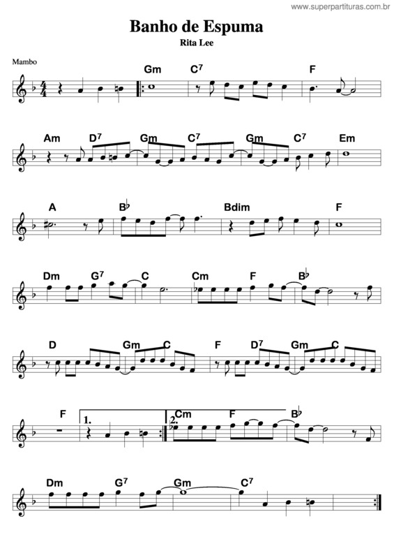 Partitura da música Banho De Espuma v.4