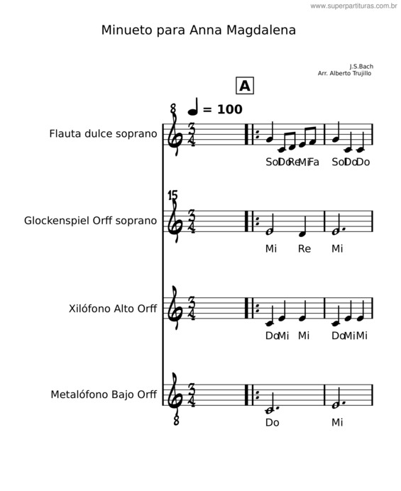 Partitura da música Barroco Minueto Para Anna Magdalena