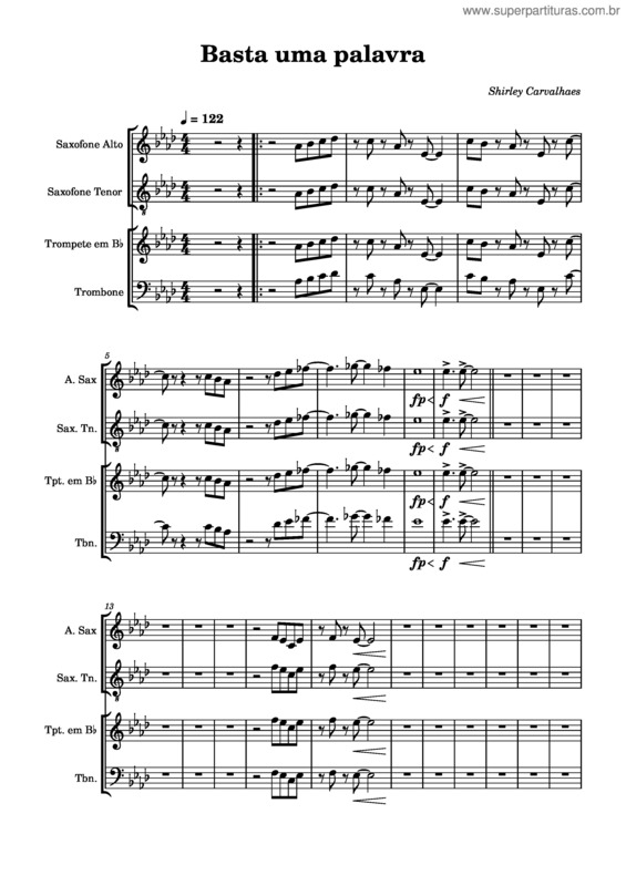 Partitura da música Basta Uma Palavra