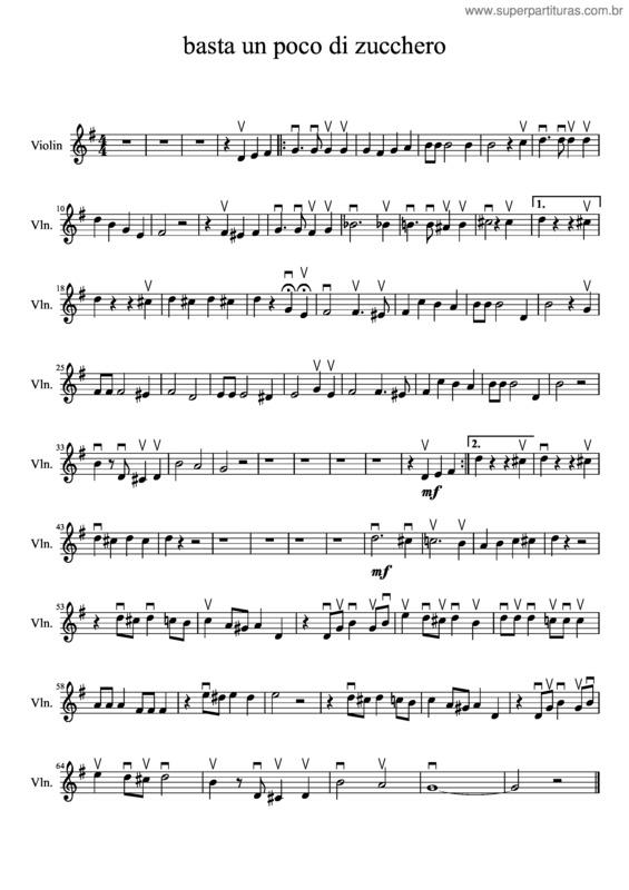 Partitura da música Basta Un Poco Di Zucchero